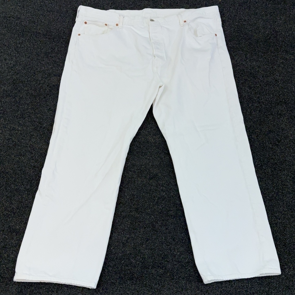 Levi's 501 Jeans Mens Big & Tall 46x30 White Denim Relaxed Fit Straight Leg